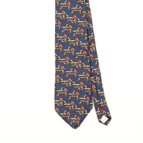 Front Front Detail of Vintage 1990's Van Heusen Pilot Geometric Patterned Tie