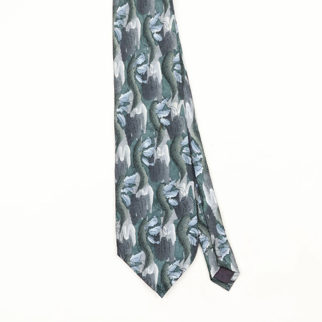 Front Front Detail of Vintage 1990's Jerry Garcia Banyan Trees II Abstract Patterned Tie