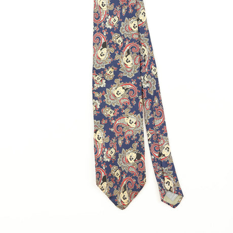 Front Front Detail of Vintage 1990's Mickey Mouse Paisley Patterned Tie