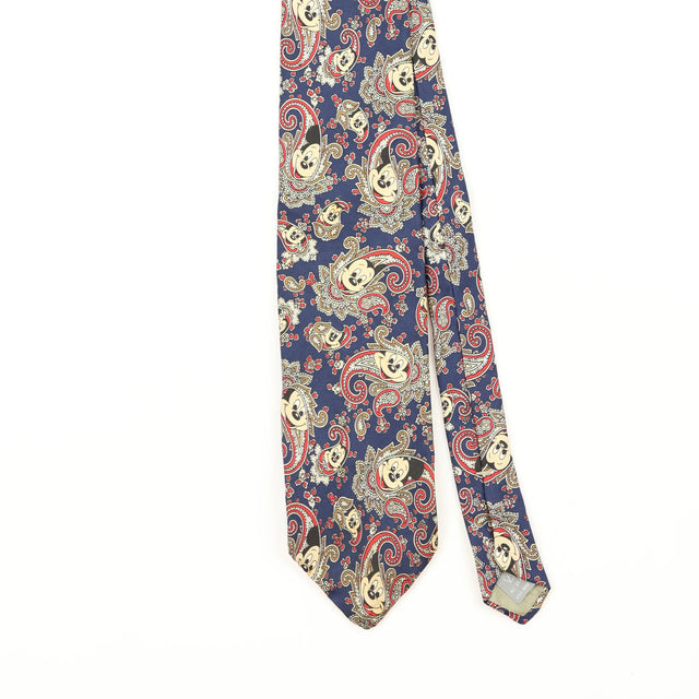 Front Front Detail of Vintage 1990's Mickey Mouse Paisley Patterned Tie
