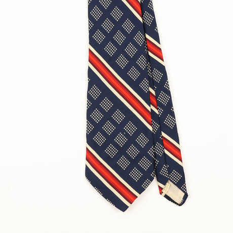 Front Detail of Vintage 1980's Louis Feraud Paris Striped Patterned Tie