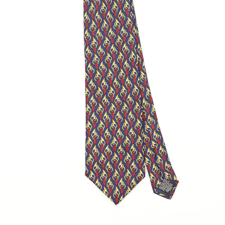 Front Front Detail of Vintage 1990's Tie Rack Chains Geometric Patterned Tie