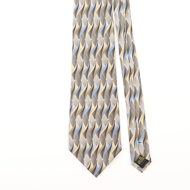 Front Detail of Vintage Guy Laroche Handmade Geometric Patterned Tie