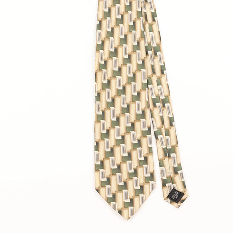 Front Detail of Vintage 2000's Pierre Cardin Geometric Patterned Tie