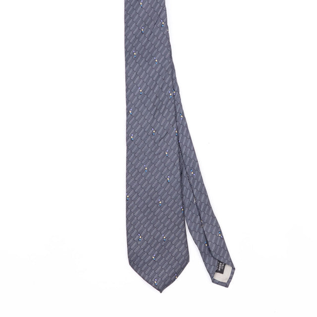 Front Front Detail of Vintage 1990's Geometric Patterned Tie