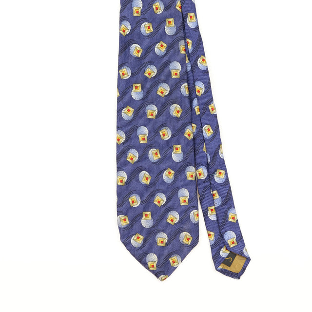 Front Detail of Vintage 1990's Robert Talbott Geometric Patterned Tie