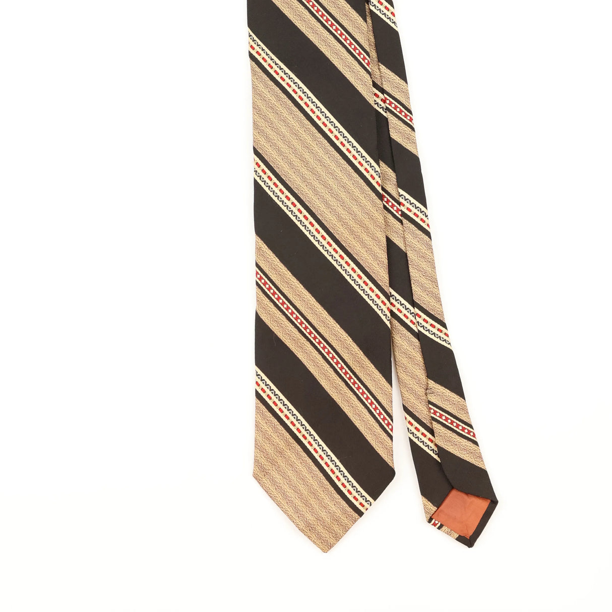 Front Detail of Vintage 1980's Striped Patterned Tie