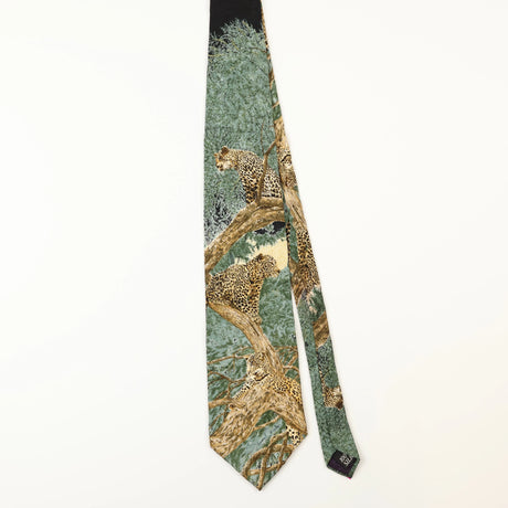 Front of Vintage Endangered Species Leopard Animal Print Patterned Tie