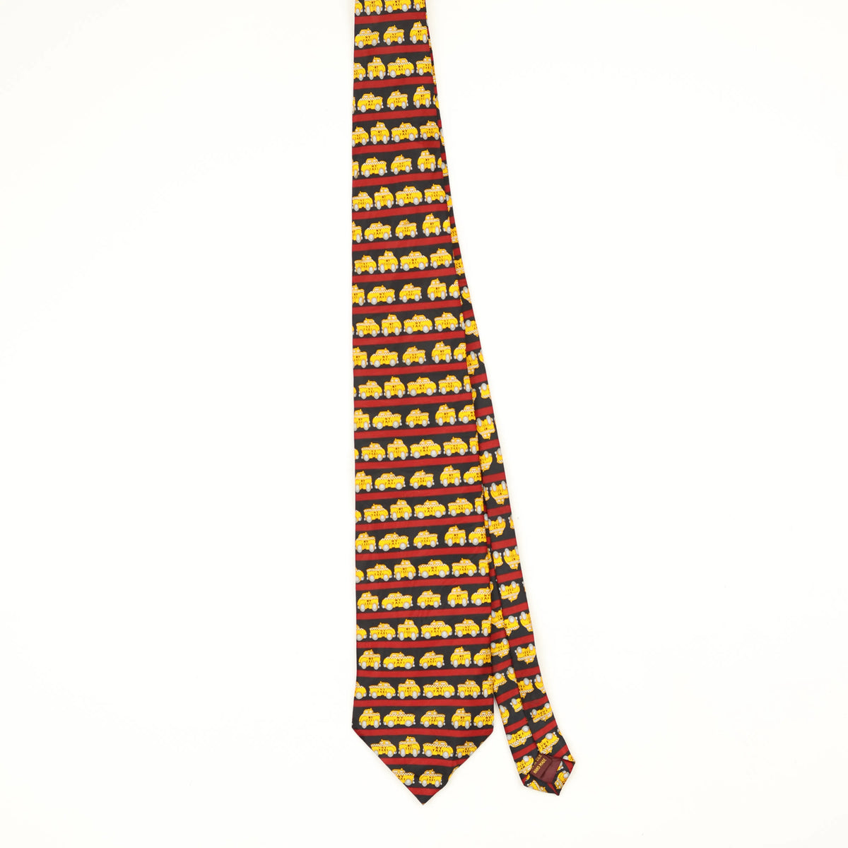 Front Front of Vintage 1990's Museum Artifacts NY Taxi Cartoon Patterned Tie