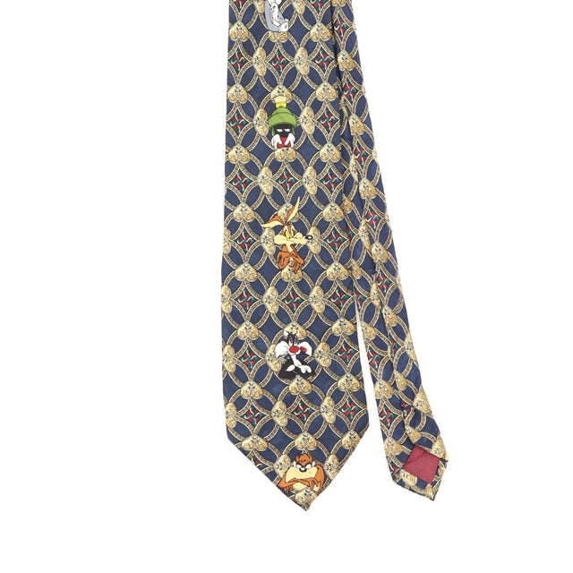 Front Front Detail of Vintage 1990's Looney Tunes Cartoon Patterned Tie