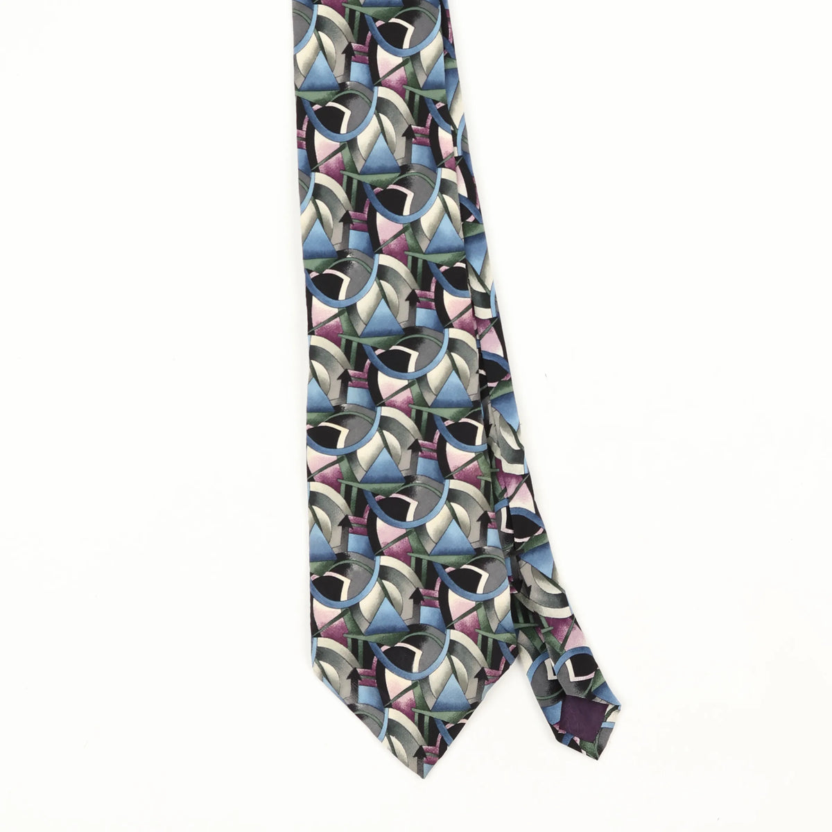 Front Front Detail of Vintage 1990's Jerry Garcia Clockworks Geometric Patterned Tie