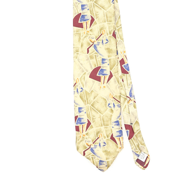 Front Front Detail of Vintage 1990's J.T. Beckett Golf Abstract Patterned Tie