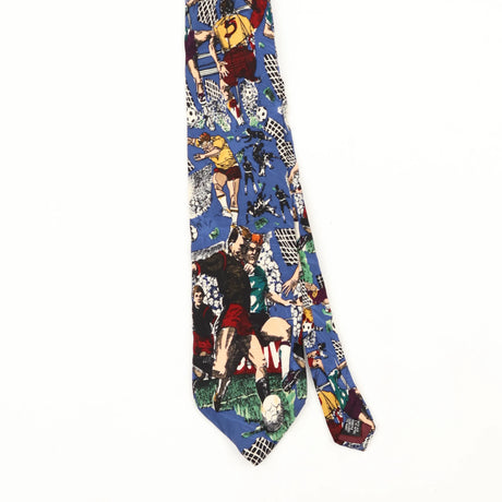 Front Front Detail of Vintage 1990's Tango Football Cartoon Patterned Tie