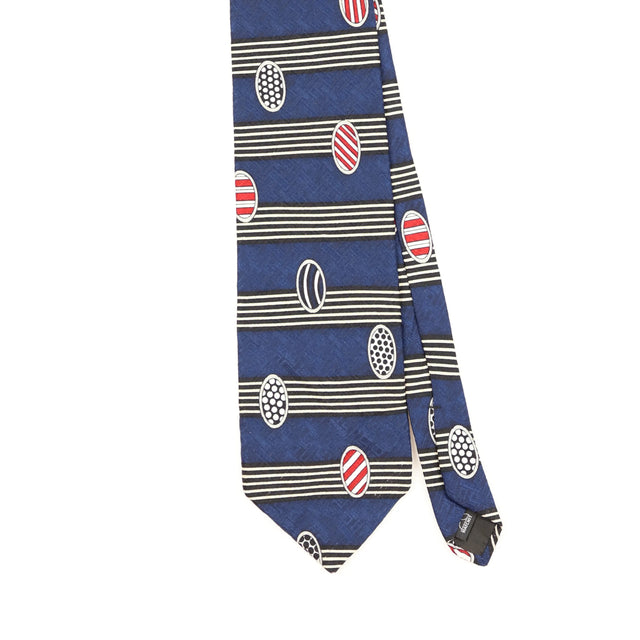 Front Detail of Vintage 1990's Football Striped Patterned Tie