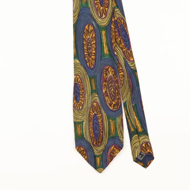 Front Detail of Vintage 1990's Krizia Uomo Abstract Patterned Tie
