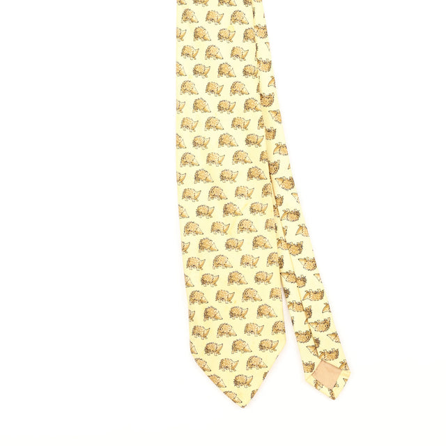Front Detail of Vintage 1990's Jonelle Hedgehog Animal Print Patterned Tie