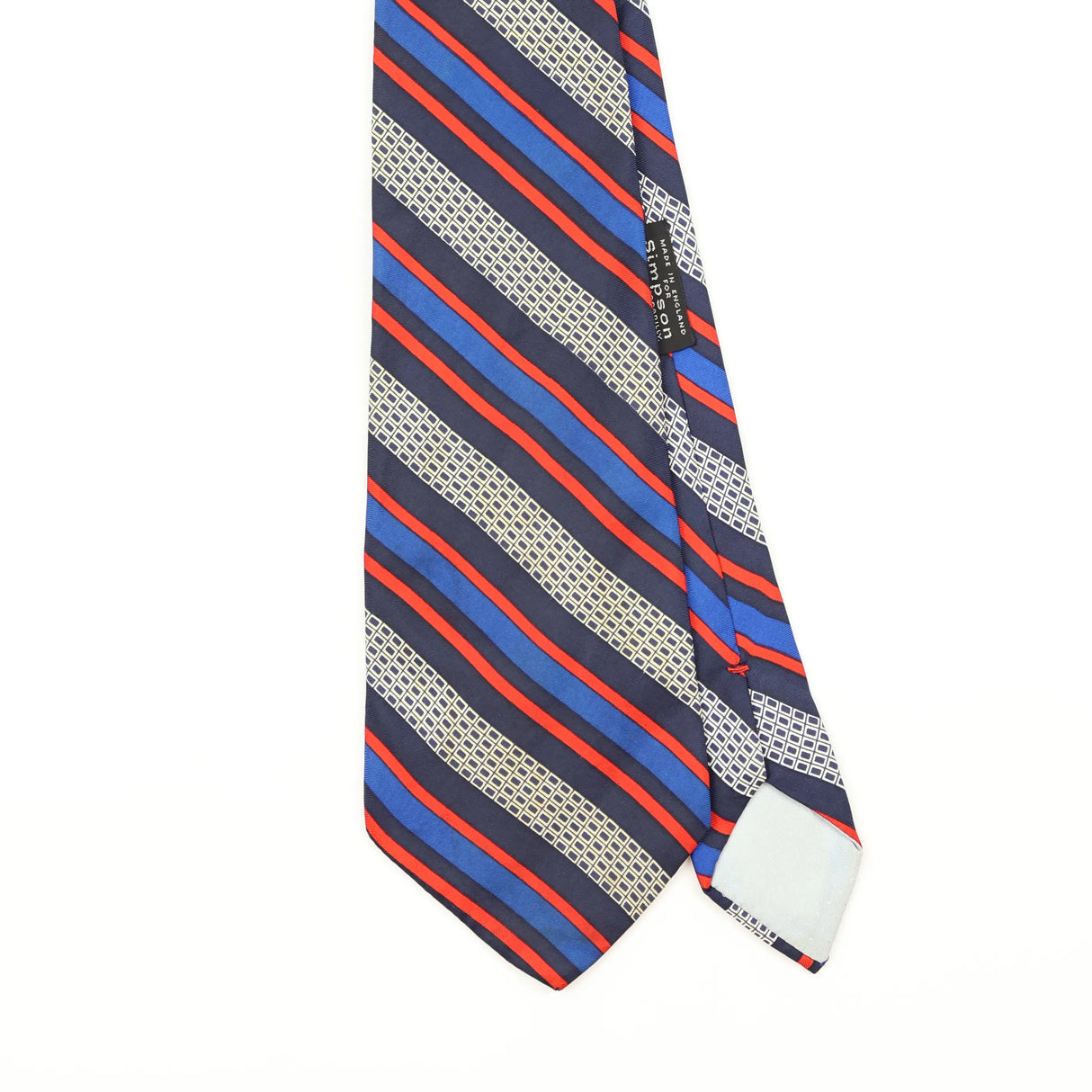 Front Front Detail of Vintage 1980's Yves Saint Laurent Striped Patterned Tie