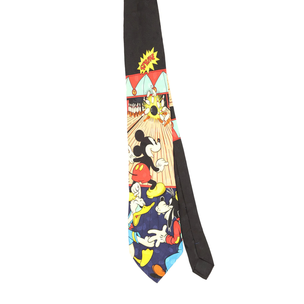 Front Front of Vintage 1990's Mickey Bowling Cartoon Patterned Tie