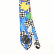 Front Front Detail of Vintage 1990's Ralph Marlin Racing Flag Colours Geometric Patterned Tie