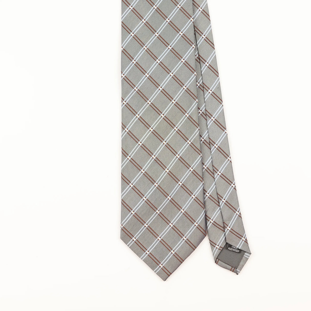Front Detail of Vintage 1990's Brioni Check Patterned Tie