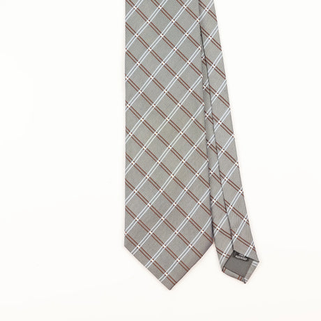 Front Detail of Vintage 1990's Brioni Check Patterned Tie
