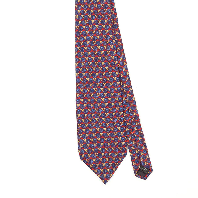 Front Front Detail of Vintage 1990's Louis Feraud Paris Geometric Patterned Tie