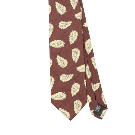 Front Front Detail of Vintage 1990's Hugo Boss Leaves Floral Patterned Tie