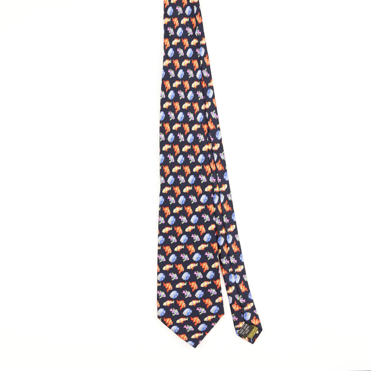 Front of Vintage Stonehenge Fish Animal Print Patterned Tie