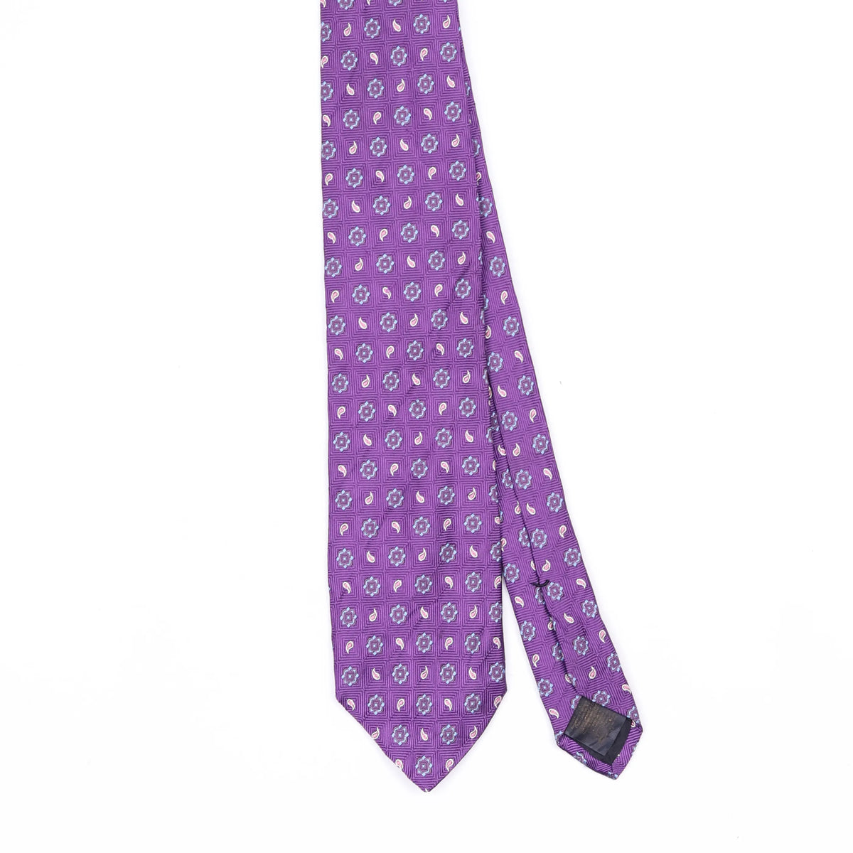 Front Front Detail of Vintage 1990's Brooks Brothers Foulard Paisley Patterned Tie