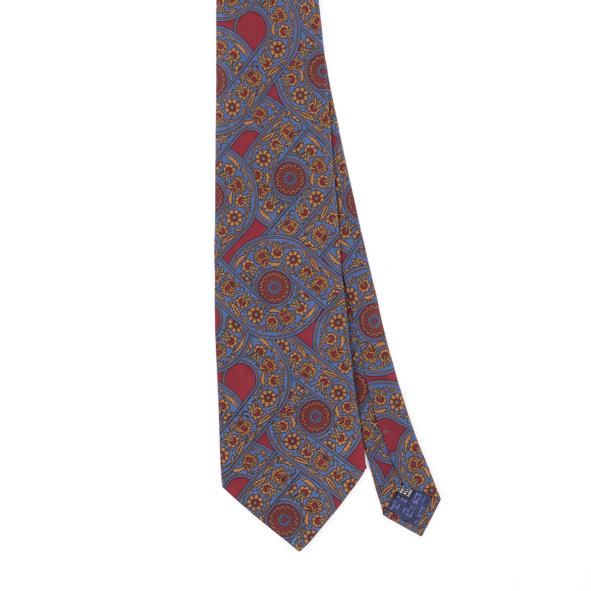 Front Front Detail of Vintage 1990's Mario Valentino Floral Patterned Tie