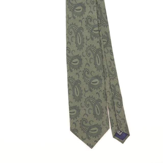Front Detail of Vintage 1990's Krizia Uomo Paisley Patterned Tie