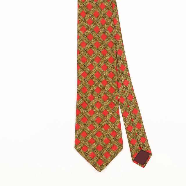 Front Detail of Vintage 1990's Lanvin Geometric Patterned Tie