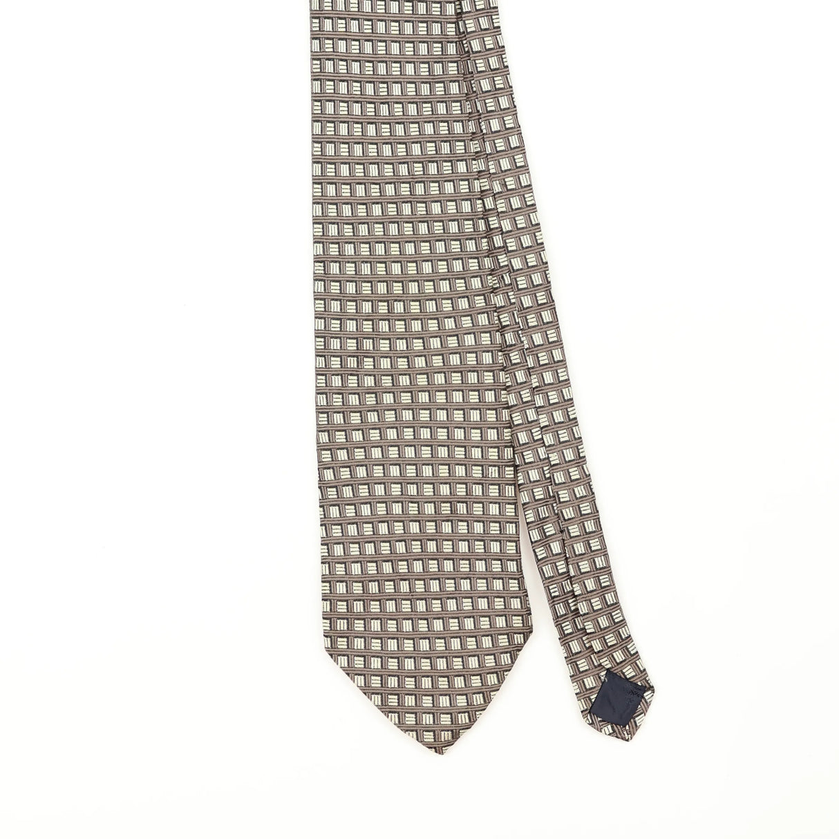 Front Front Detail of Vintage 1990's Brooks Brothers Geometric Patterned Tie