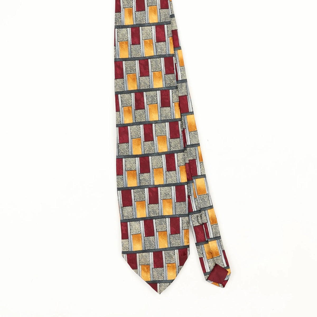 Front Front Detail of Vintage 1990's Geometric Patterned Tie