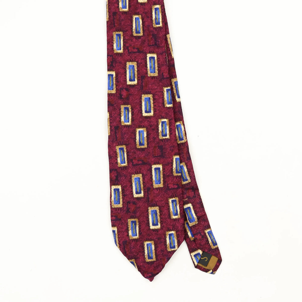 Front Front Detail of Vintage 1990's Robert Talbott Geometric Patterned Tie