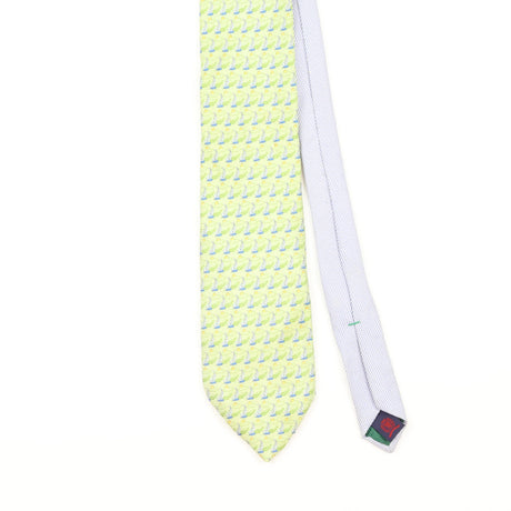 Front Detail of Vintage 1990's Tommy Hilfiger Boats Geometric Patterned Tie