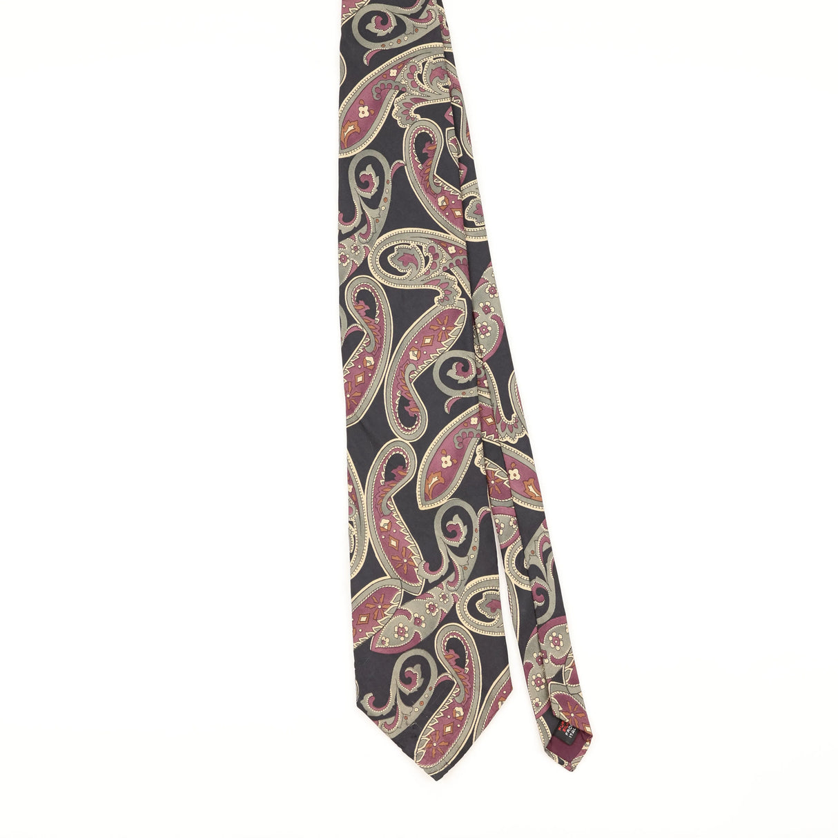Front of Vintage 1990's Kuppenheimer Paisley Patterned Tie