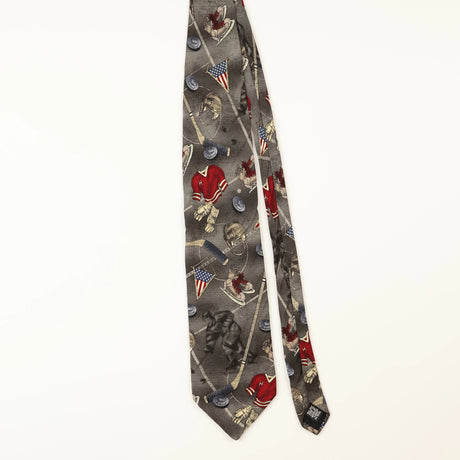 Front of Vintage Van Heusen Hockey Cartoon Patterned Tie