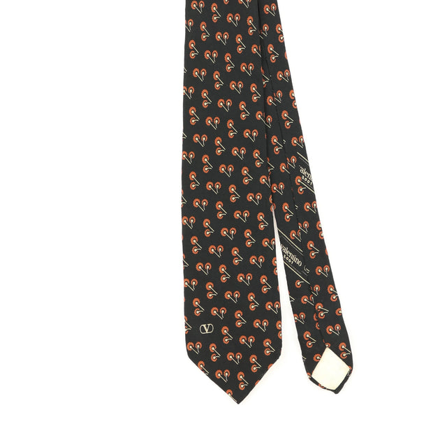 Front Front Detail of Vintage 1990's Valentino Cherries Geometric Patterned Tie