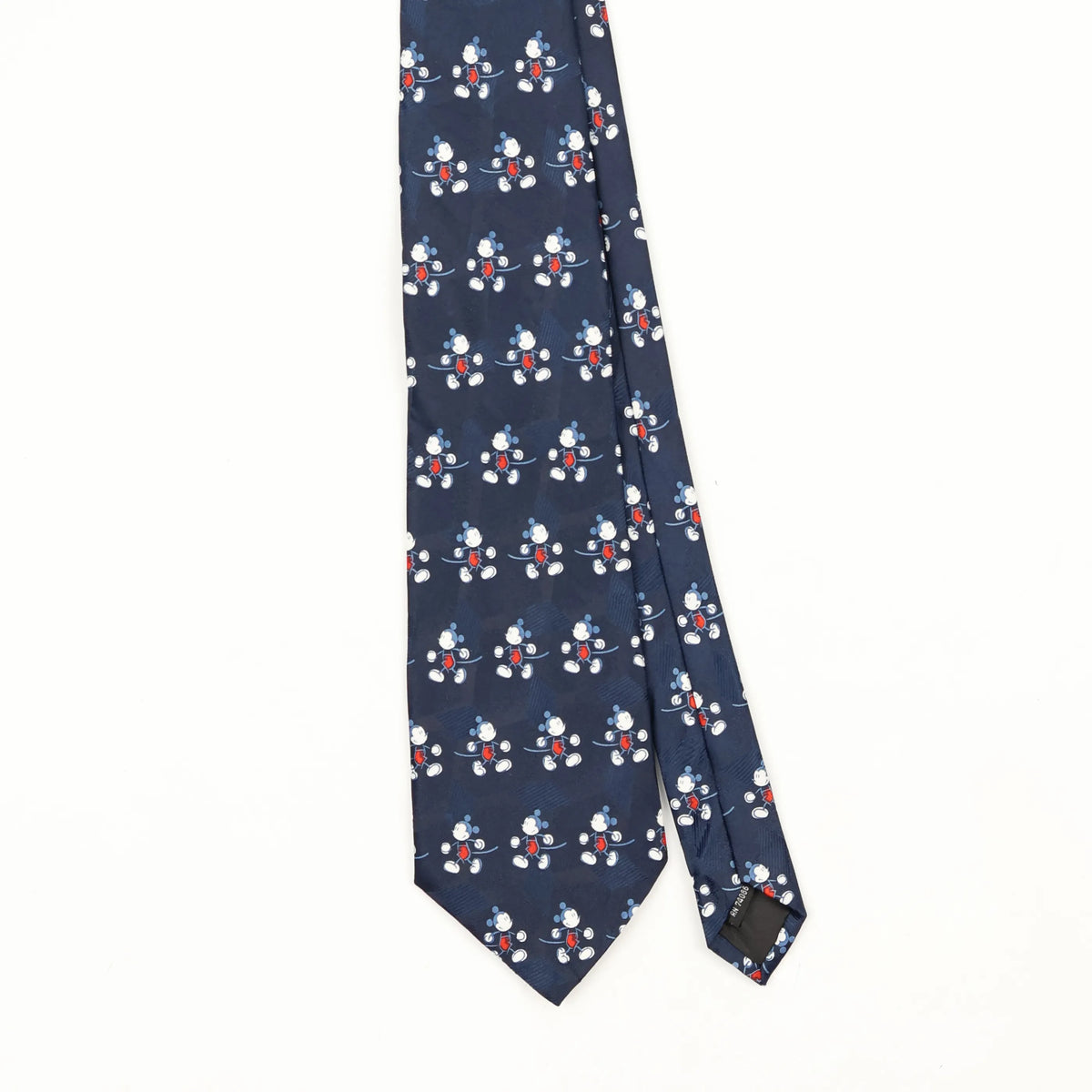 Front Front Detail of Vintage 1990's Disney Mickey Mouse Cartoon Patterned Tie
