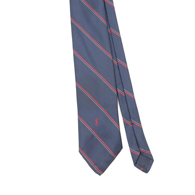 Front Front Detail of Vintage 1990's Yves Saint Laurent Striped Patterned Tie