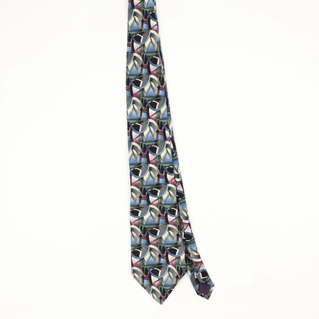 Front Front of Vintage 1990's Jerry Garcia Clockworks Geometric Patterned Tie