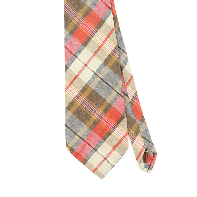 Front Front Detail of Vintage 1980's U.S. Polo Assn. Tartan Plaids & Checks Patterned Tie