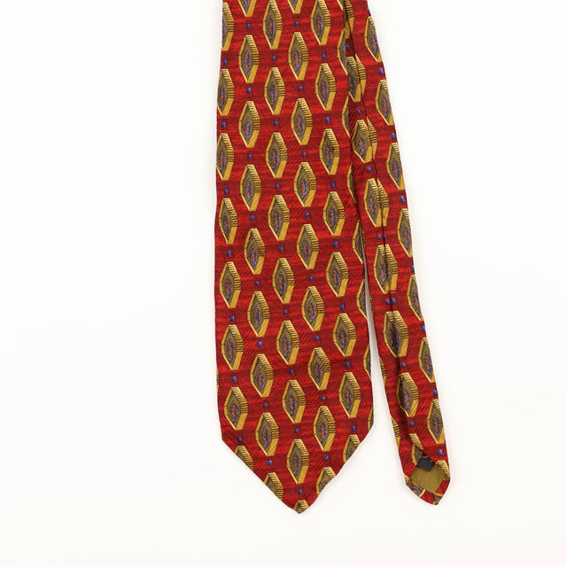 Front Detail of Vintage 1990's Robert Talbott Geometric Patterned Tie