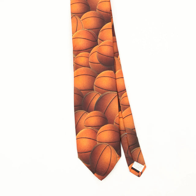 Front Front Detail of Vintage 1990's Ralph Marlin Just Balls Geometric Patterned Tie