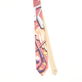 Front Front of Vintage 1990's Ralph Marlin Iron, Wood & Leather Abstract Patterned Tie