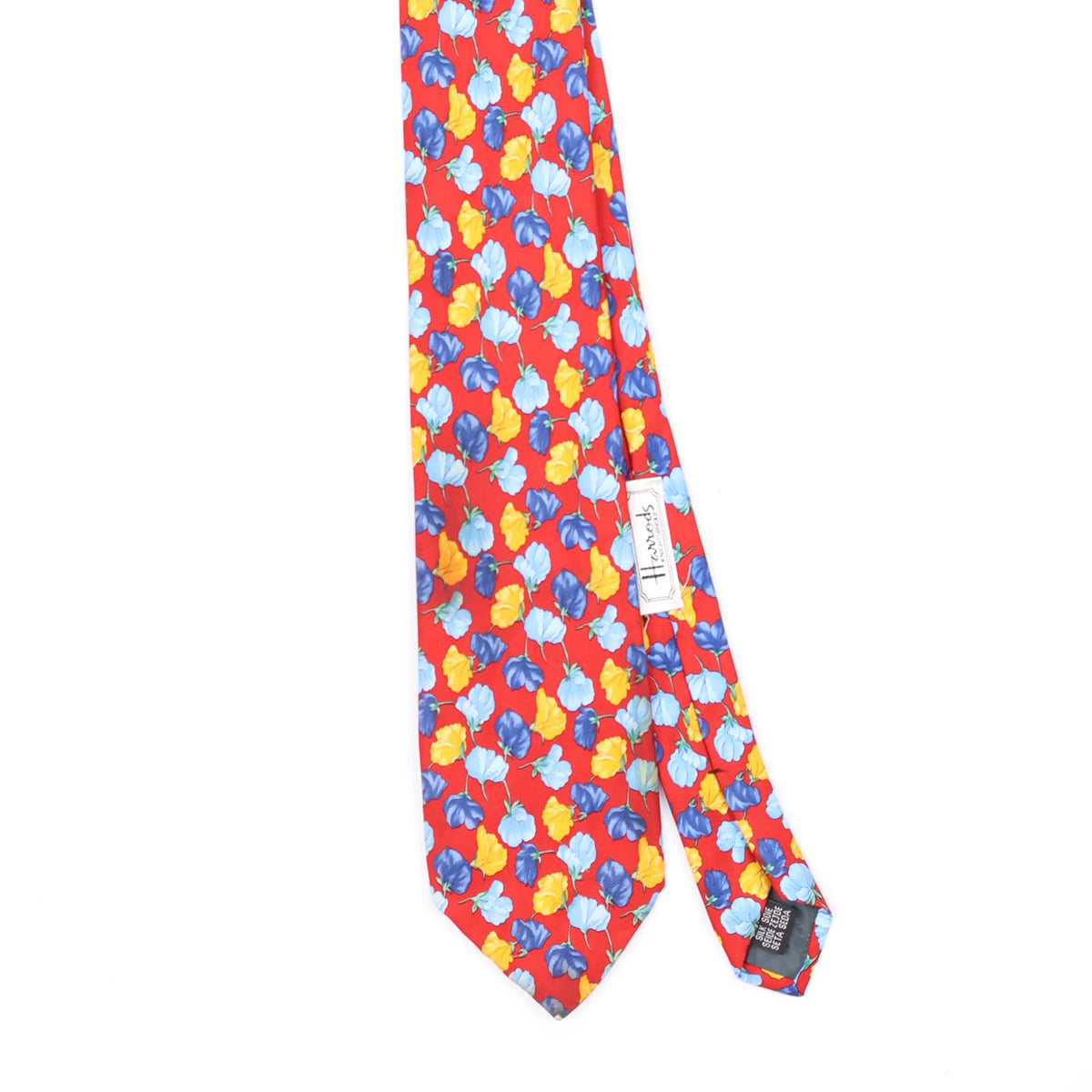 Front Front Detail of Vintage 1990's Harrods Floral Patterned Tie