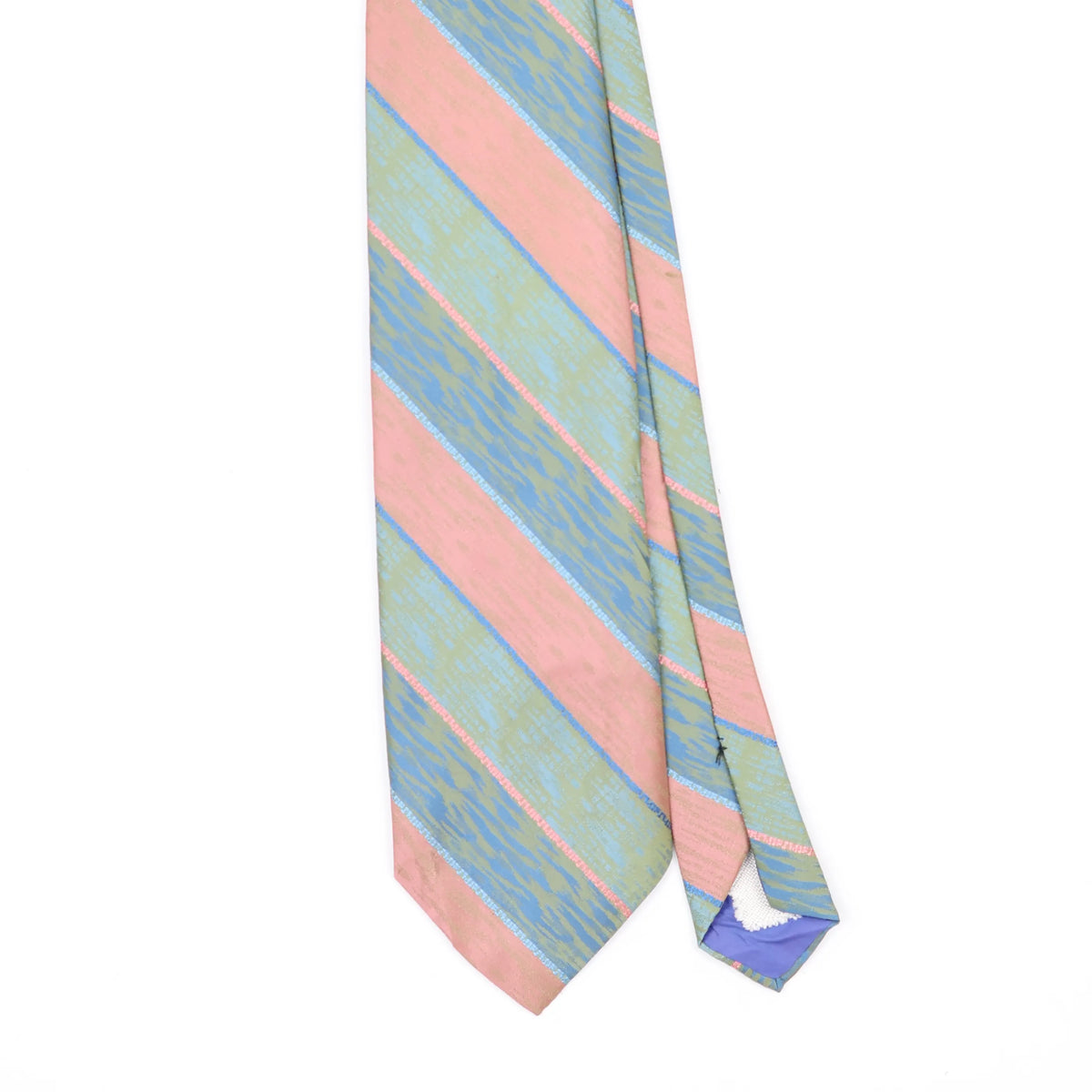 Front Front Detail of Vintage 1980's Trevira Striped Patterned Tie