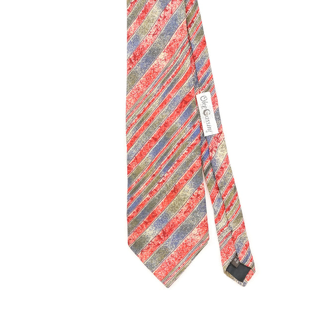 Front Detail of Vintage 1990's Oleg Cassini Striped Patterned Tie