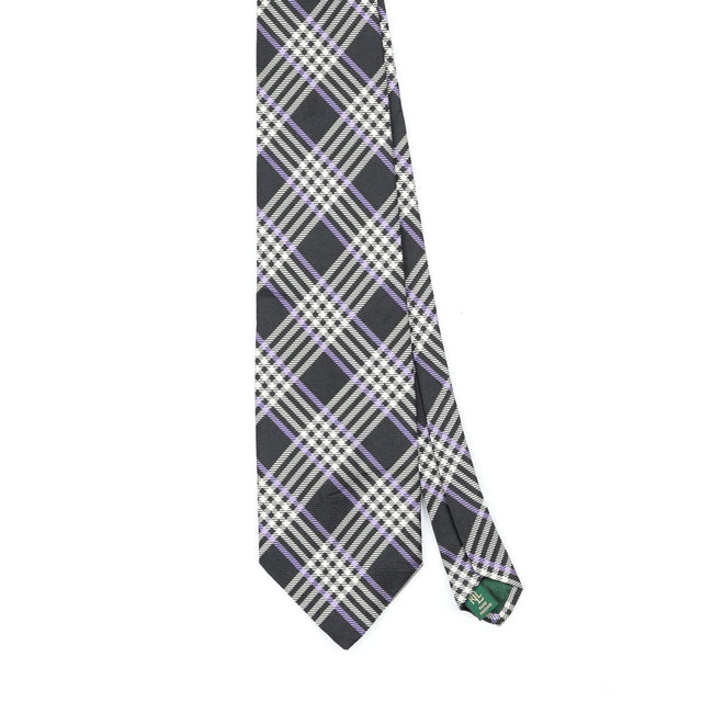 Front Front Detail of Vintage 1990's Ralph Lauren Plaid Check Patterned Tie